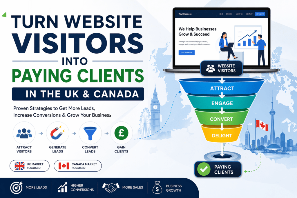 Turn Website Visitors into Paying Clients funnel strategy in UK and Canada