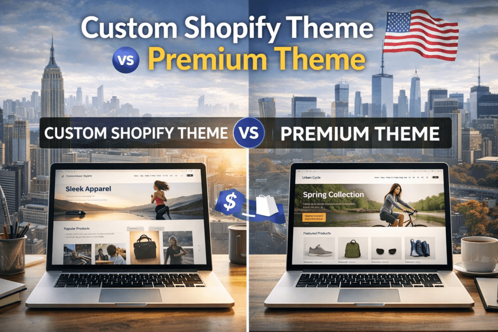 Shopify custom vs premium theme USA comparison for eCommerce stores